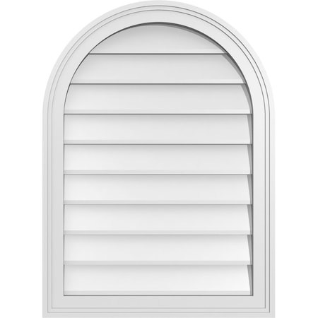 Ekena Millwork Round Top Surface Mount PVC Gable Vent w/ 2"W x 1-1/2"P Brickmould Frame, 22"W x 30"H GVPRT22X3002SN